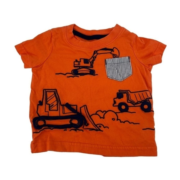Carter’s Child Of Mine Orange Dump Truck Short Sleeve Top Size 6-9 Months Boy’s - Picture 1 of 5